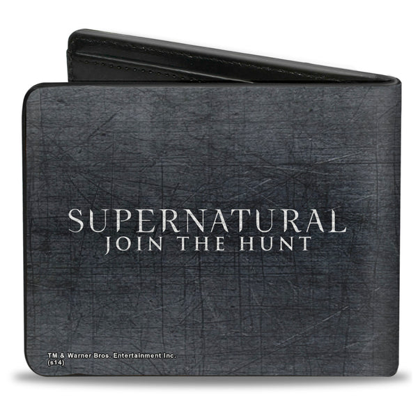 Buckle Down Bi-Fold Wallet - Supernatural NOTHING IN OUR LIVES IS SIMPLE Devil's Trap Symbol + Logo Grays