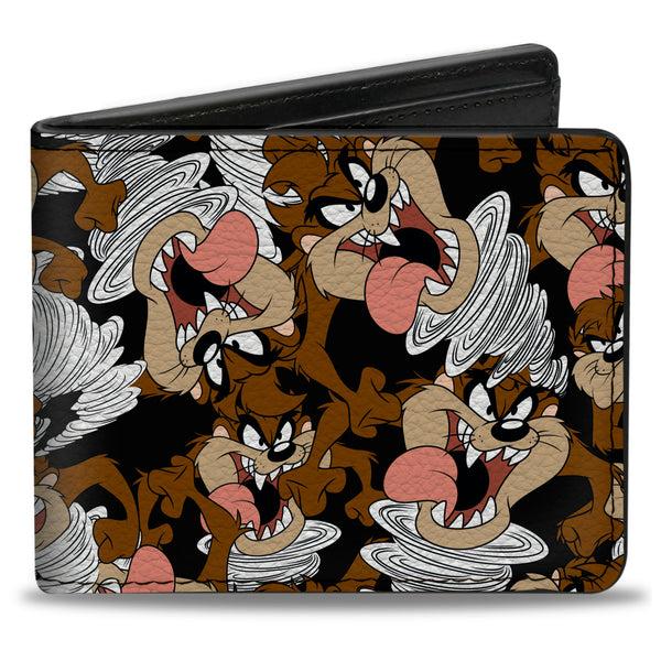 buckle down Bi-Fold Wallet - Tasmanian Devil Vortex Poses Scattered Black