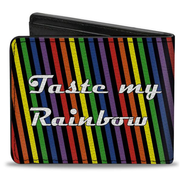 Buckle Down Bi-Fold Wallet - TASTE MY RAINBOW Black Multi Color