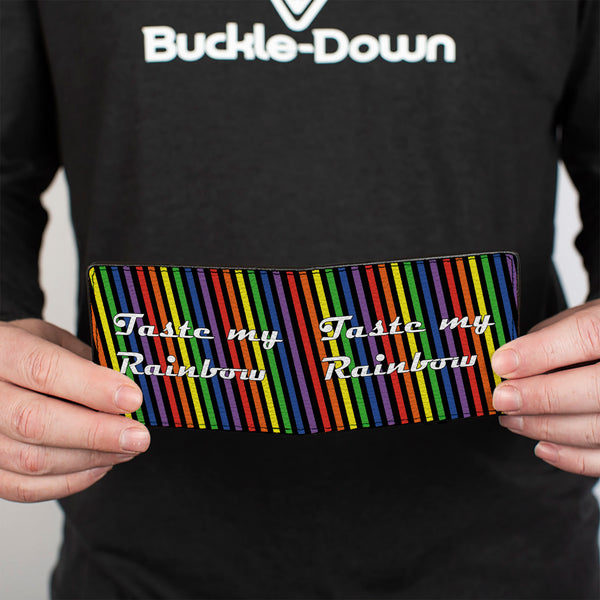 Buckle Down Bi-Fold Wallet - TASTE MY RAINBOW Black Multi Color