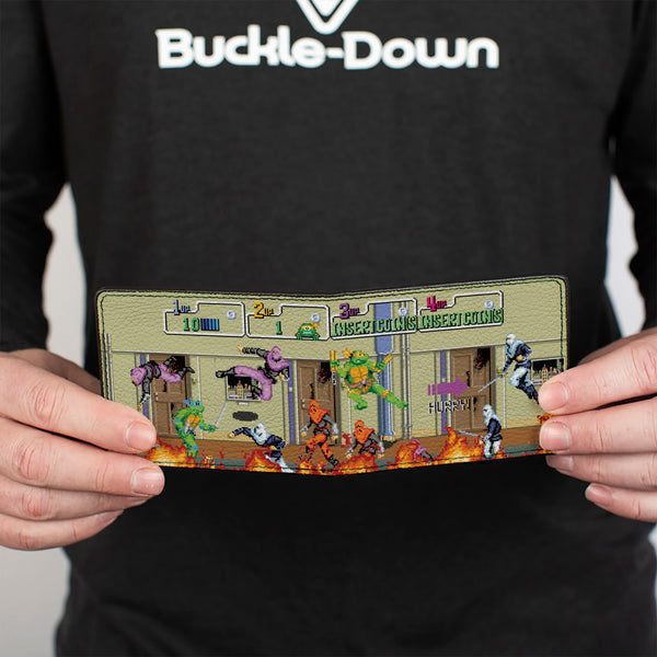 Buckle Down Bi-Fold Wallet - Teenage Mutant Ninja Turtles 8-Bit Video Battle Scene