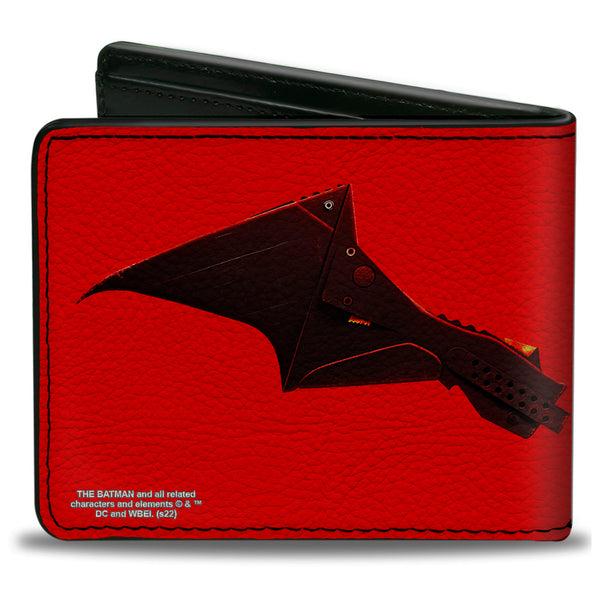 Buckle Down Bi-Fold Wallet - The Batman Movie Bat Wings Weathered Red Black