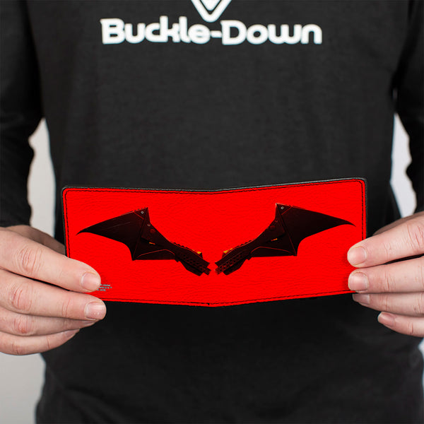 Buckle Down Bi-Fold Wallet - The Batman Movie Bat Wings Weathered Red Black