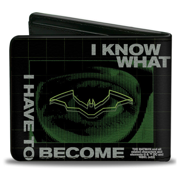 Buckle Down Bi-Fold Wallet - The Batman Movie Riddler I KNOW WHAT I HAVE TO BECOME Black Green White
