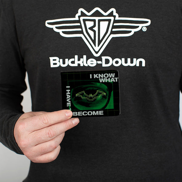 Buckle Down Bi-Fold Wallet - The Batman Movie Riddler I KNOW WHAT I HAVE TO BECOME Black Green White
