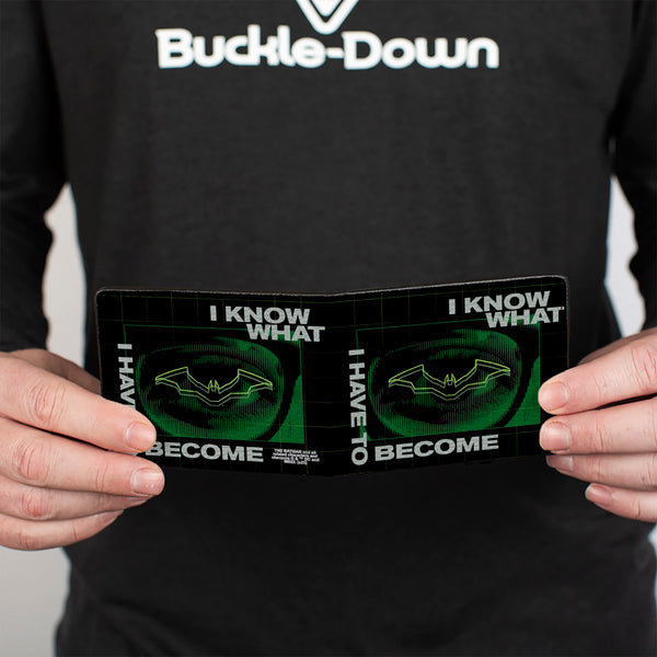 Buckle Down Bi-Fold Wallet - The Batman Movie Riddler I KNOW WHAT I HAVE TO BECOME Black Green White