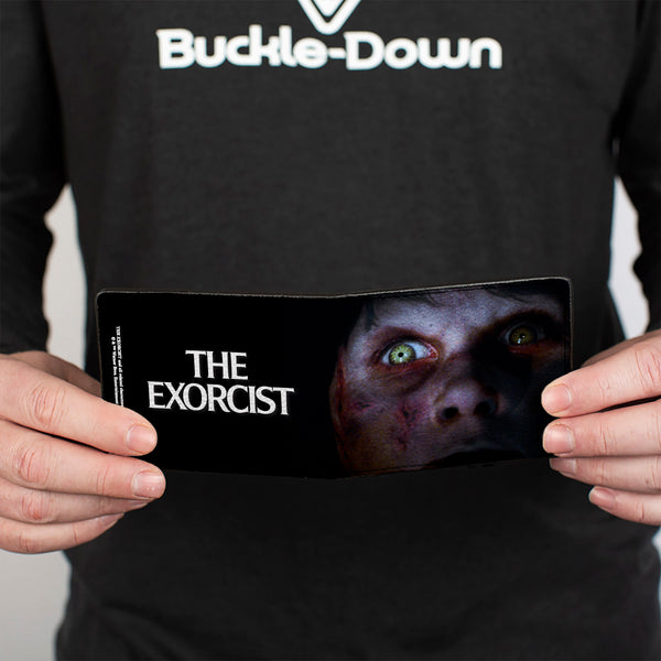 Buckle Down Bi-Fold Wallet - The Exorcist Regan's Face CLOSE-UP + Logo Black White