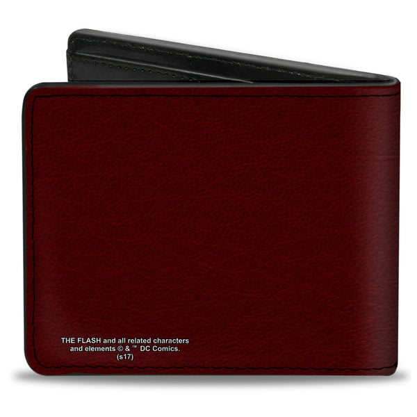 Buckle Down Bi-Fold Wallet - The Flash Logo5 Burgundy Golds
