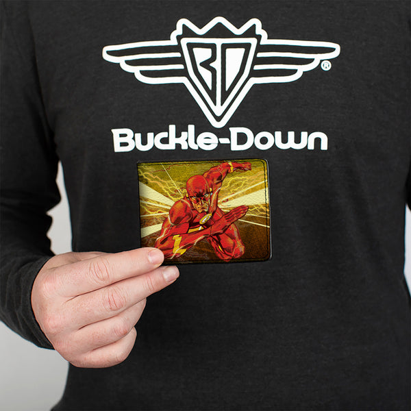Buckle Down Bi-Fold Wallet - The Flash Rebirth Running Action Pose Rays Yellows Reds