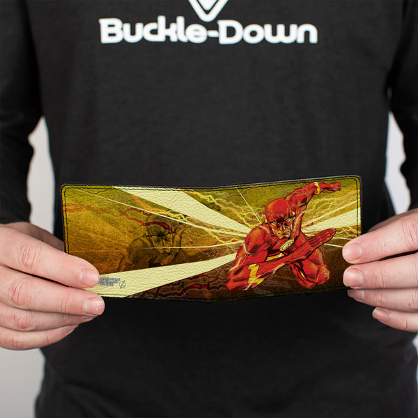 Buckle Down Bi-Fold Wallet - The Flash Rebirth Running Action Pose Rays Yellows Reds