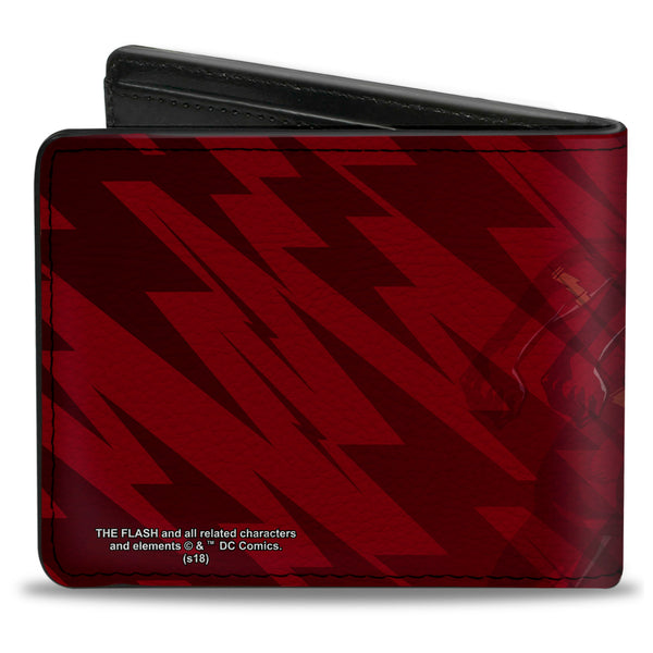 Buckle Down Bi-Fold Wallet - The Flash Running Pose Bolts Trails Reds