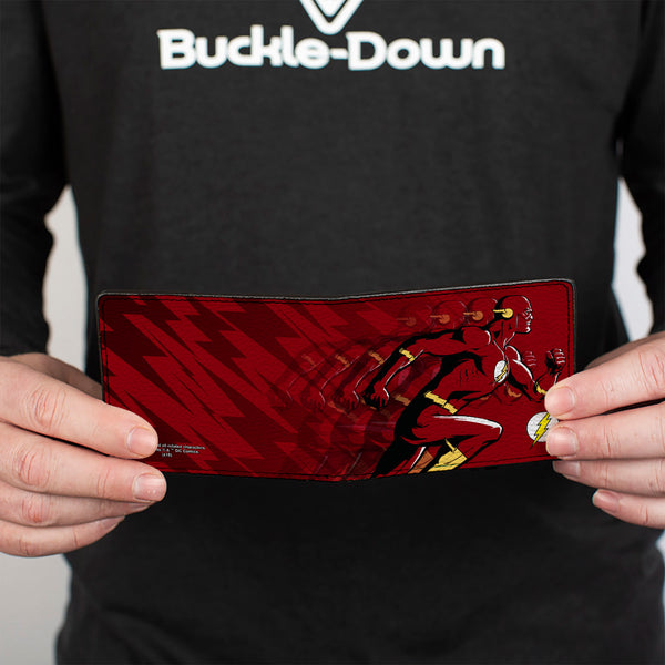 Buckle Down Bi-Fold Wallet - The Flash Running Pose Bolts Trails Reds