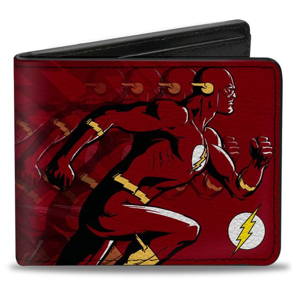 buckle down Bi-Fold Wallet - The Flash Running Pose Bolts Trails Reds