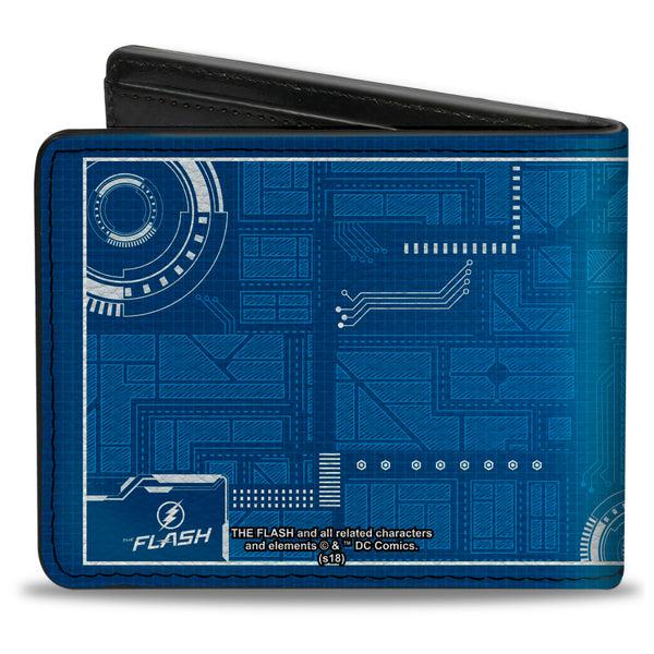 Buckle Down Bi-Fold Wallet - The Flash STAR LABORATORIES Circuitry Blues White