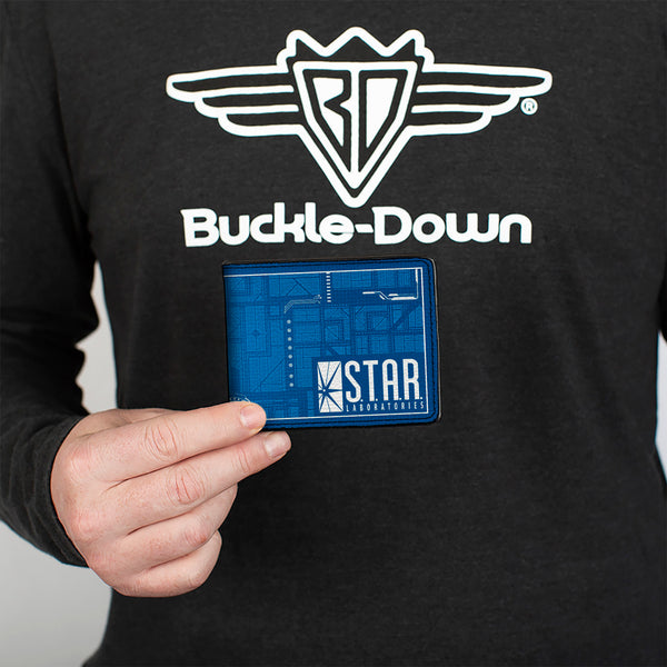 Buckle Down Bi-Fold Wallet - The Flash STAR LABORATORIES Circuitry Blues White