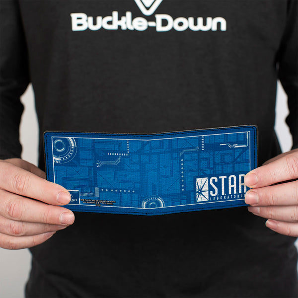 Buckle Down Bi-Fold Wallet - The Flash STAR LABORATORIES Circuitry Blues White