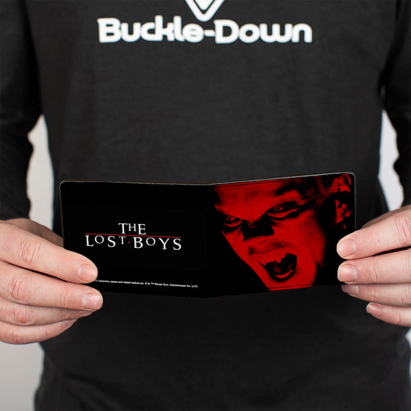 Buckle Down Bi-Fold Wallet - The Lost Boys David Face CLOSE-UP + Logo Black Reds White