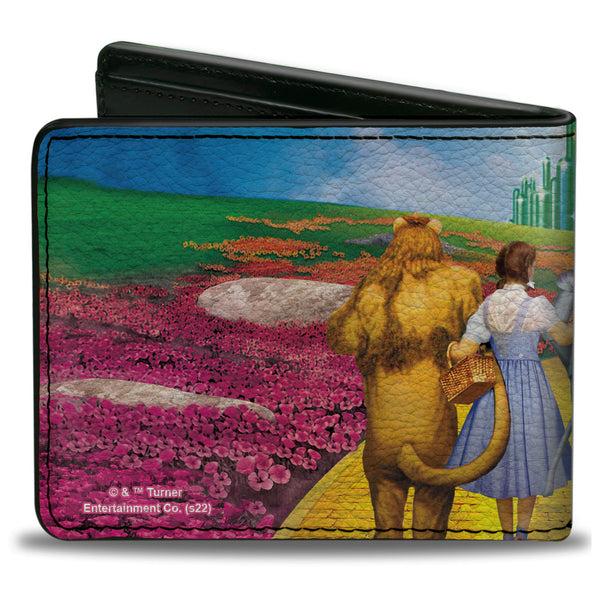 Buckle Down Bi-Fold Wallet - The Wizard Of Oz Yellow Brick Road Poppy Field And Emerald City Scene