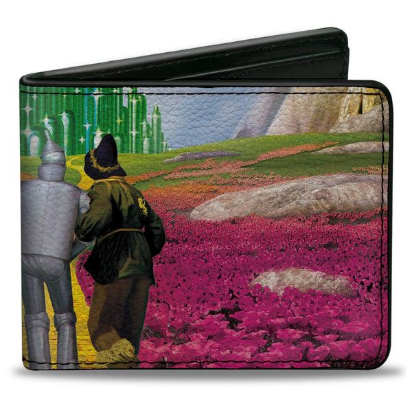 buckle down Bi-Fold Wallet - The Wizard of Oz Yellow Brick Road Poppy Field and Emerald City Scene