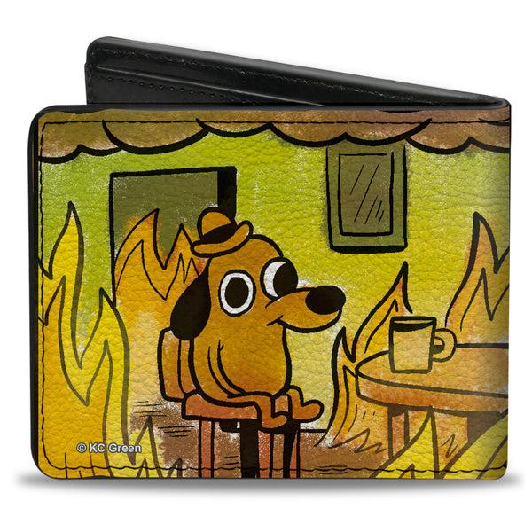 Buckle Down Bi-Fold Wallet - THIS IS FINE Question Hound Cafe Fire Comic Strip