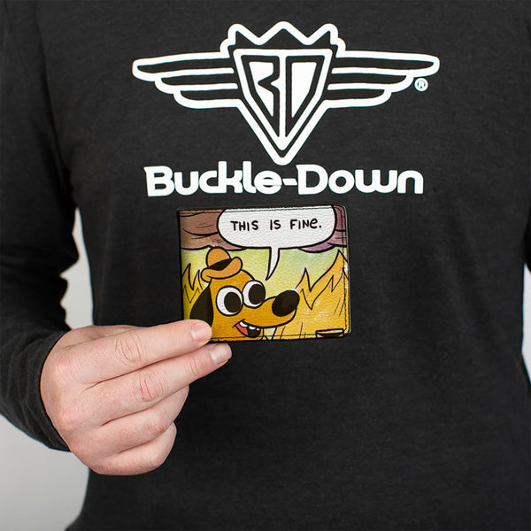Buckle Down Bi-Fold Wallet - THIS IS FINE Question Hound Cafe Fire Comic Strip