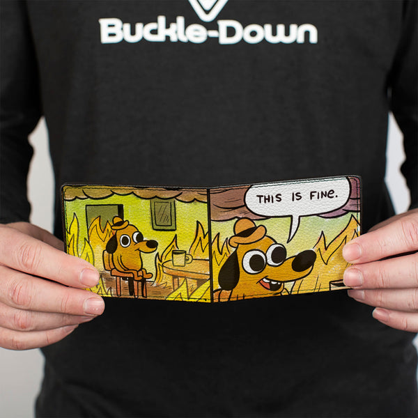 Buckle Down Bi-Fold Wallet - THIS IS FINE Question Hound Cafe Fire Comic Strip