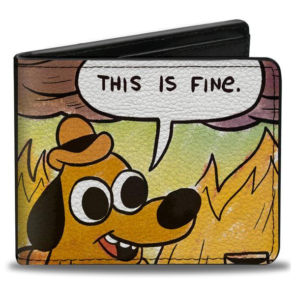buckle down Bi-Fold Wallet - THIS IS FINE Question Hound Cafe Fire Comic Strip