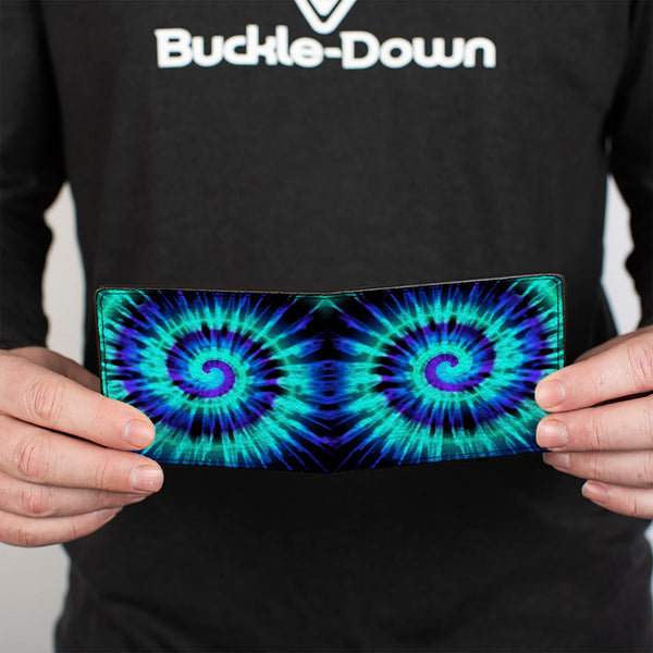 Buckle Down Bi-Fold Wallet - Tie Dye Spiral Blues Purples