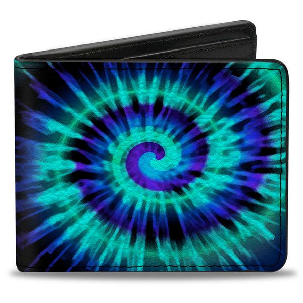 buckle down Bi-Fold Wallet - Tie Dye Spiral Blues Purples