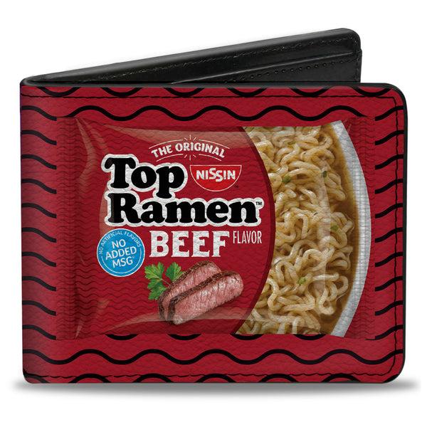 buckle down Bi-Fold Wallet - Top Ramen Vivid Beef + Hot & Spicy Beef Packages Noodle Wave Red Purple Black