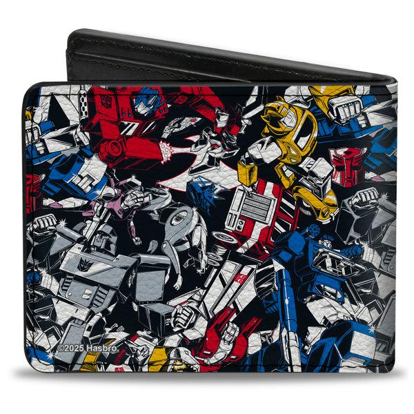 Buckle Down Bi-Fold Wallet - Transformers Autobot And Decepticon Robots And Alternate Modes Collage