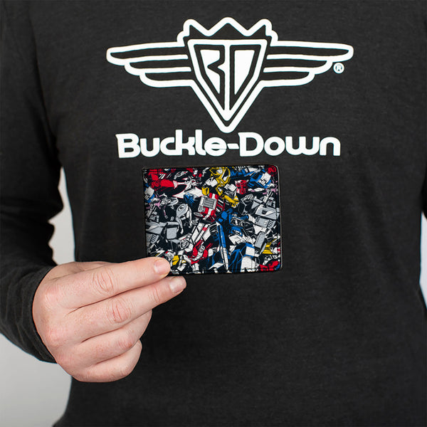 Buckle Down Bi-Fold Wallet - Transformers Autobot And Decepticon Robots And Alternate Modes Collage