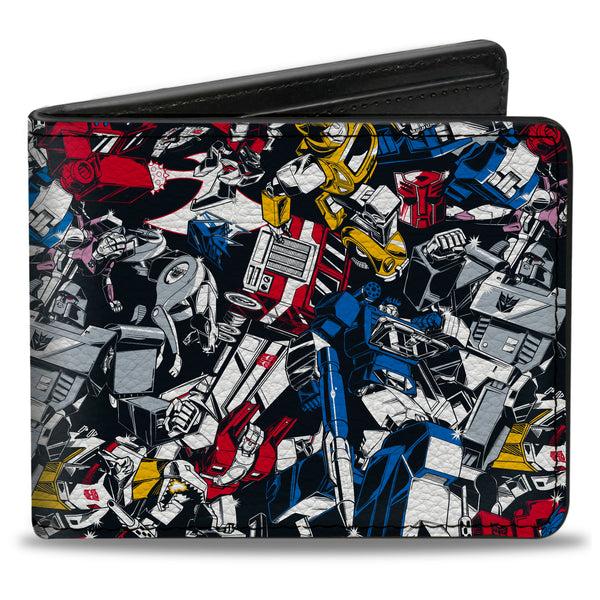 buckle down Bi-Fold Wallet - Transformers Autobot and Decepticon Robots and Alternate Modes Collage