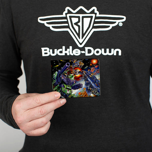 Buckle Down Bi-Fold Wallet - Transformers Constructicon Devastator Dinobots Battle Scene