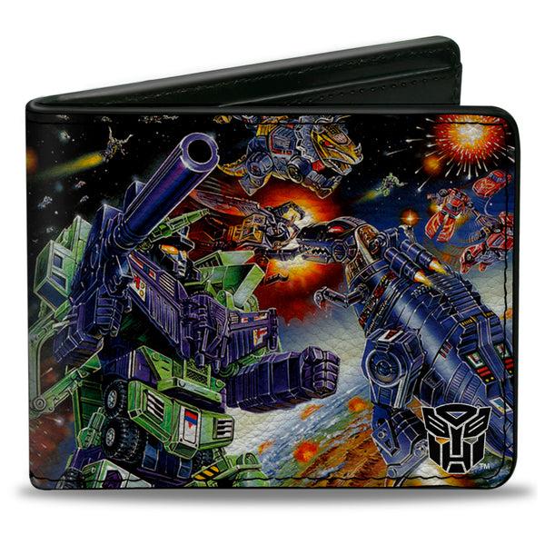 buckle down Bi-Fold Wallet - Transformers Constructicon Devastator Dinobots Battle Scene