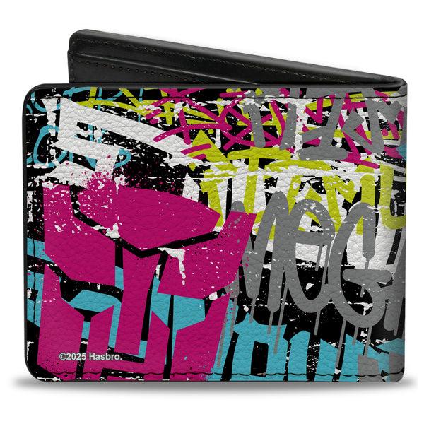 Buckle Down Bi-Fold Wallet - Transformers Icons And Names Graffiti Collage Black/Multi Color