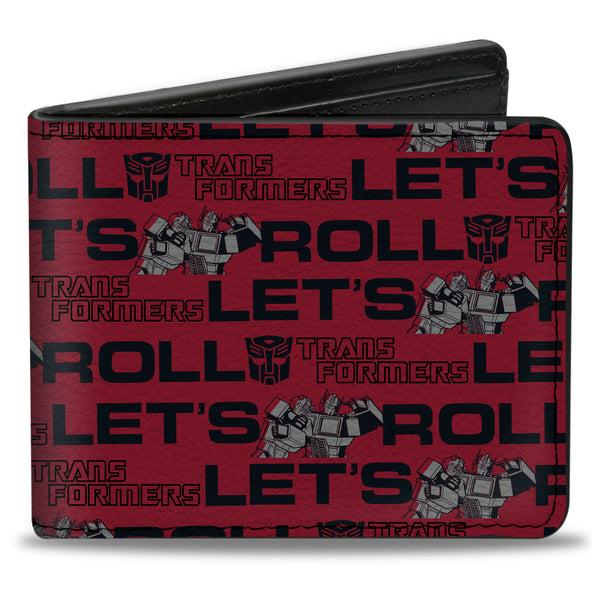 buckle down Bi-Fold Wallet - TRANSFORMERS Optimus Prime and Bumblebee LET'S ROLL Pose Red/Black