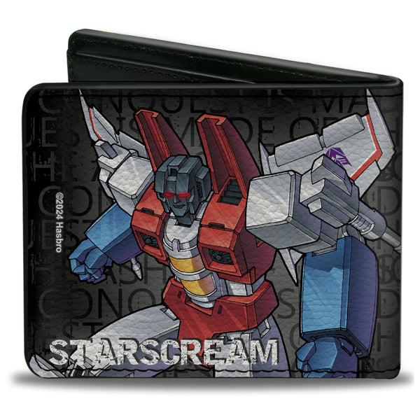 Buckle Down Bi-Fold Wallet - Transformers STARSCREAM Poses And Decepticon Shield Black/Grays
