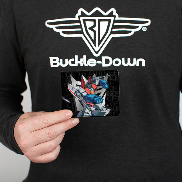 Buckle Down Bi-Fold Wallet - Transformers STARSCREAM Poses And Decepticon Shield Black/Grays
