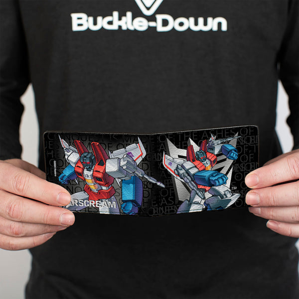 Buckle Down Bi-Fold Wallet - Transformers STARSCREAM Poses And Decepticon Shield Black/Grays