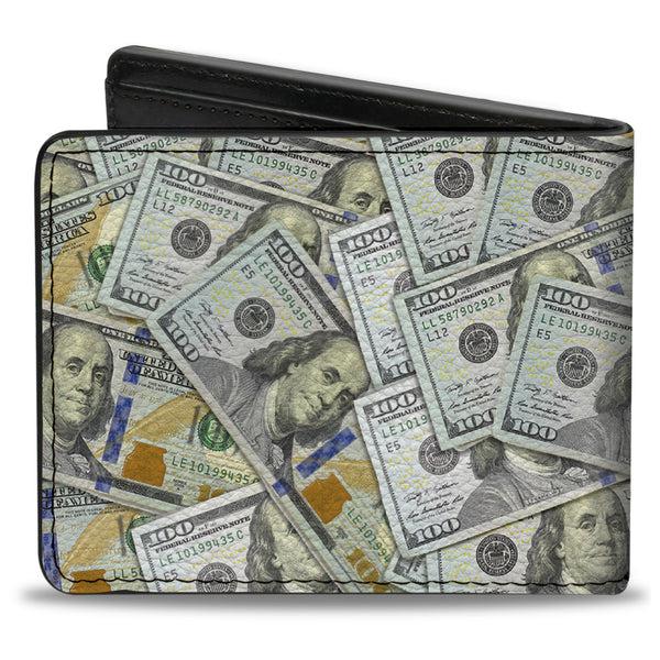 Buckle Down Bi-Fold Wallet - Vivid 100 Dollar Bills Stacked