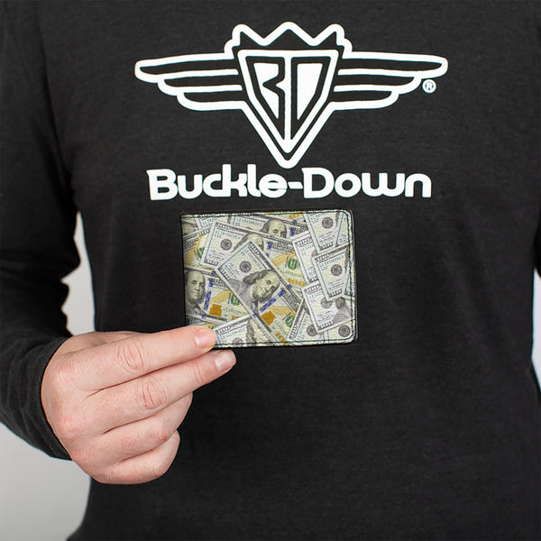 Buckle Down Bi-Fold Wallet - Vivid 100 Dollar Bills Stacked