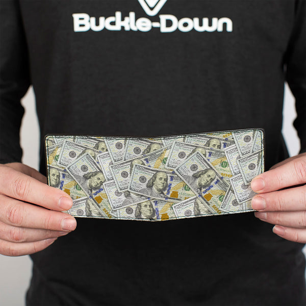 Buckle Down Bi-Fold Wallet - Vivid 100 Dollar Bills Stacked