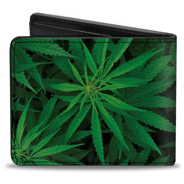 Buckle Down Bi-Fold Wallet - Vivid Marijuana Leaves Stacked