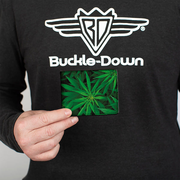 Buckle Down Bi-Fold Wallet - Vivid Marijuana Leaves Stacked