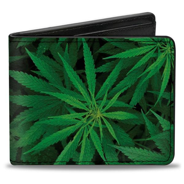 buckle down Bi-Fold Wallet - Vivid Marijuana Leaves Stacked
