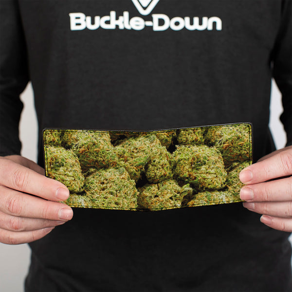 Buckle Down Bi-Fold Wallet - Vivid Marijuana Nugs2 Stacked