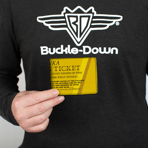 Buckle Down Bi-Fold Wallet - Willy Wonka And The Chocolate Factory Golden Ticket Text Yellows