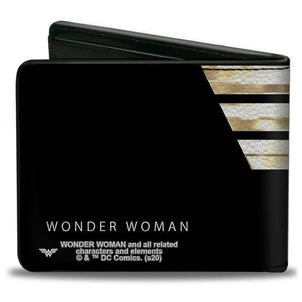 Buckle Down Bi-Fold Wallet - WONDER WOMAN 1984 WW Logo CLOSE-UP Black Golds