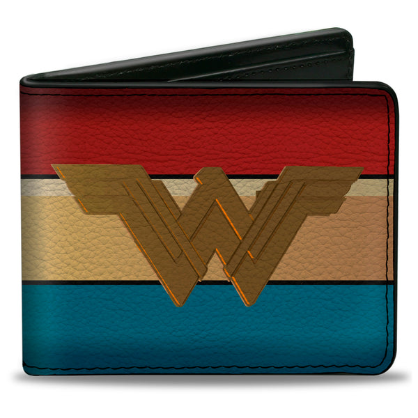buckle down Bi-Fold Wallet - Wonder Woman 2017 Icon Stripe Red Golds Blue